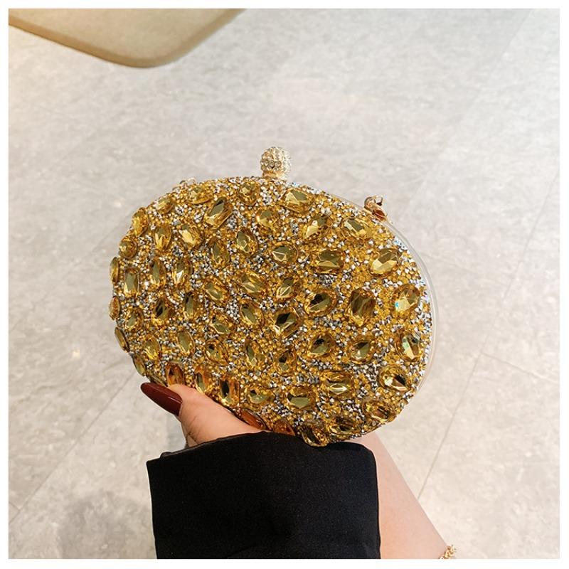 New diamond-encrusted dinner bag Fashion banquet women's clutch bag Dress small bag Full diamond shoulder messenger bag