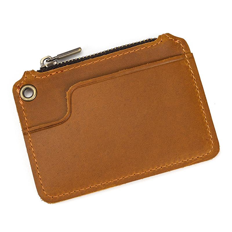 Fashion Style Little Coin Purse Genuine Leather Card Holder Men Women Leather Short Wallet Zipper Purse for Coins Credit Cards