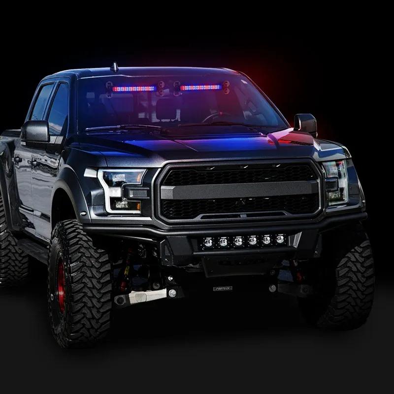 2-in-1 40*2 Bicolor Led Strobe Lights For Auto Emergency Warning Lamp Traffic Advisor Fireman Windshield Bar Flashlight 12V 24V