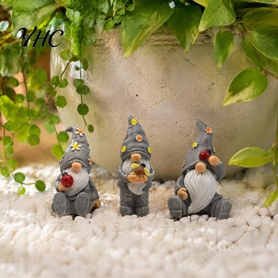 Pastorala Blomster Svamp Figurer Halloween Trädgårdstomte Figur, Vintage Alv Dvärg Staty Inomhus Balkong Dekorationer för Uteplats Gård, Vattentät