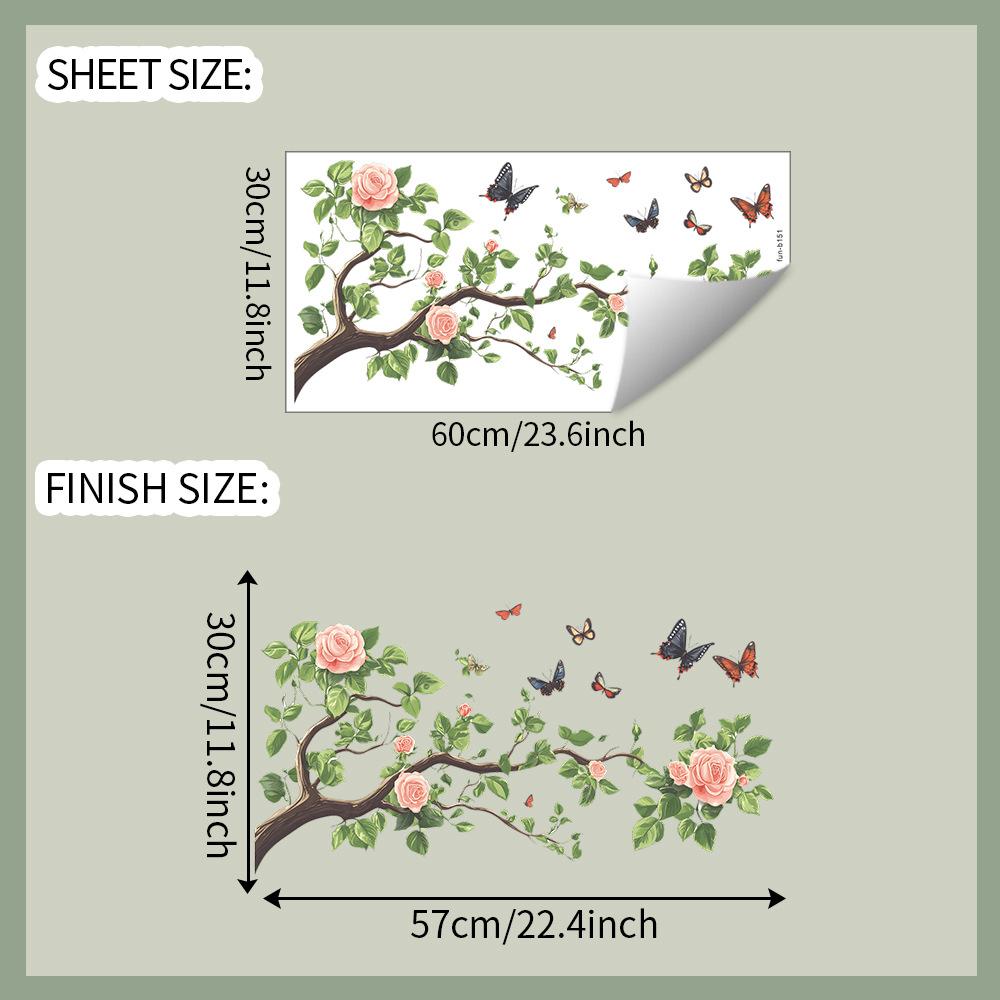

Painted Flower Branch Self Adhesive Wall Sticker Home Background Decorative Wall Decor 30x60cm разноцветный