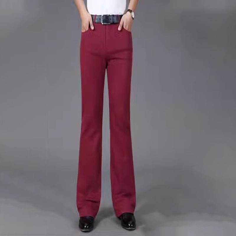 Men's Mid-Rise Eastic Denim Flared Jeans Men's Fashion Slim Fit Flared Pants