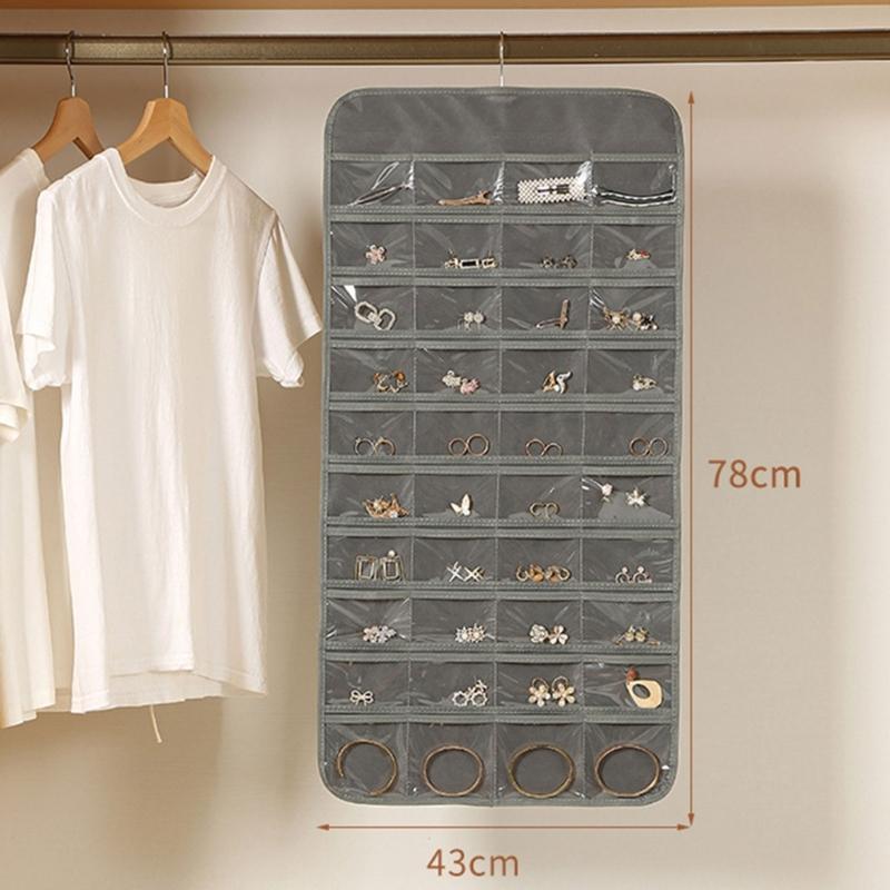 Elegant Jewelry Storage Organizers for Closet with 48 Pockets Dustproof Designs Earring Necklace Holder Organization