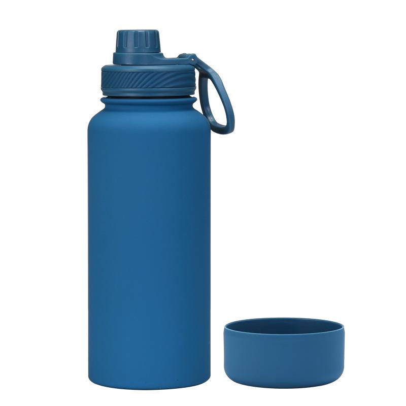 1L Large-Capacity Thermos Cup With Non-Slip Bottom, Portable Outdoor Sports Kettle, Frosted Water Cup