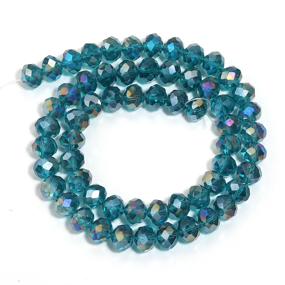 3 4 6 8 10 mm Rondelle Kristal Kralen Pauwblauw Platte Geslepen Glazen Kralen Losse Kralen Voor Sieraden Maken DIY Armbanden Ketting