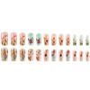 24 Stück Quadratische Falschnägel Aufdrücknägel Künstliche Nägel Falsche Nägel Aufklebenägel mit Blumendesigns Französische Nagelspitzen