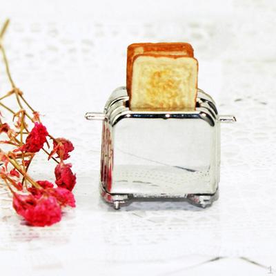 1/12 Dollhouse Mini Metal Modern Kitchen Set Bread Maker with Toasts Furniture Accessory