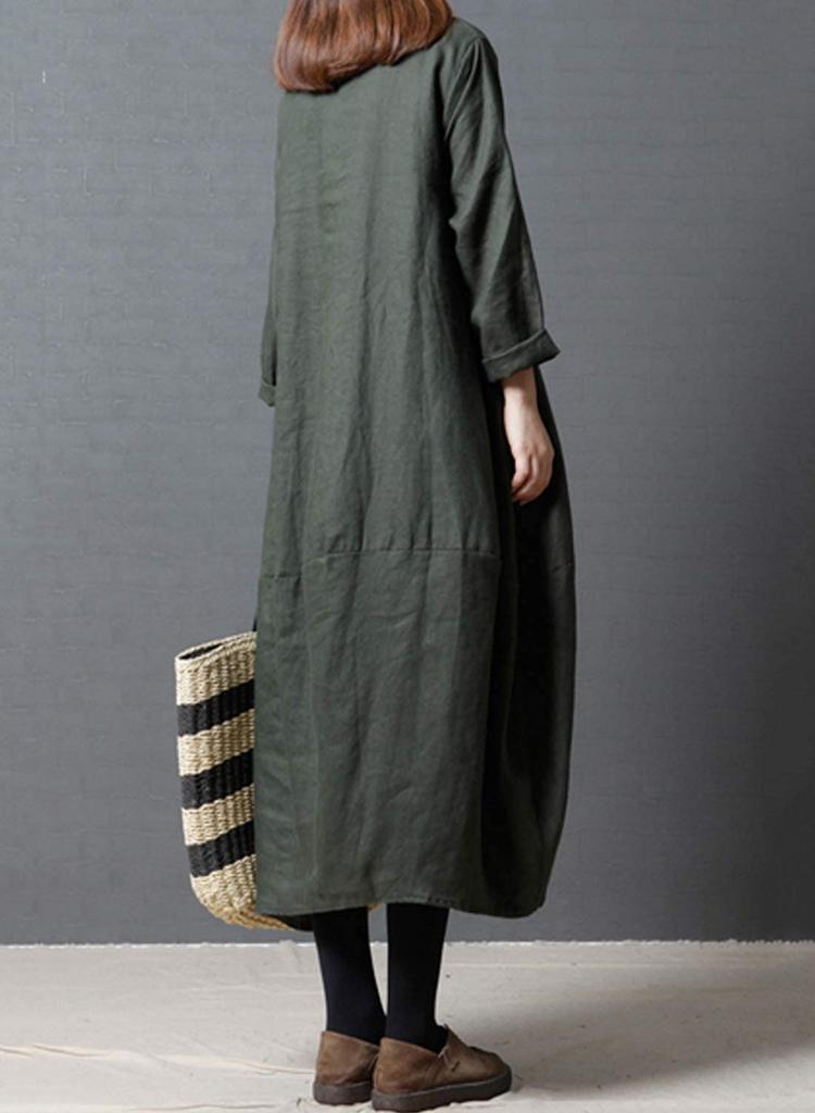 Winter Long Dress for Women Maxi Plus Relaxed Cotton Travel [JINJUDUO] Long-Sleeved Spring, Autumn, - Tunic, Length, Sizes, Fit, Linen,