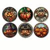 6pcs Wooden Halloween Coasters Pumpkin Heat Insulation Pad DIY Halloween Cup Mats  Halloween Party