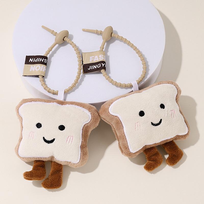 1 Stück Keks Plüschpuppen Anhänger Niedlicher Cartoon Brot Toast Personalisierter Schlüsselanhänger Schüler Taschen Dekoration Kleines Geschenk