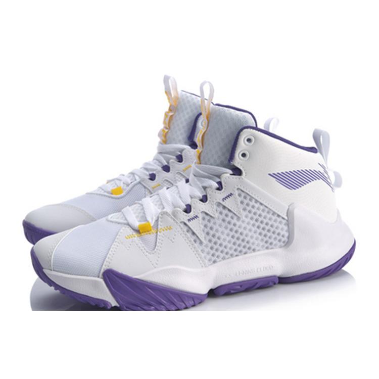 New LiNing Storm OUTDOOR Cushioning Anti Slip And Wear Resistant Mid Top LINING Cloud Basketball Shoes White Purple ABPQ009-5