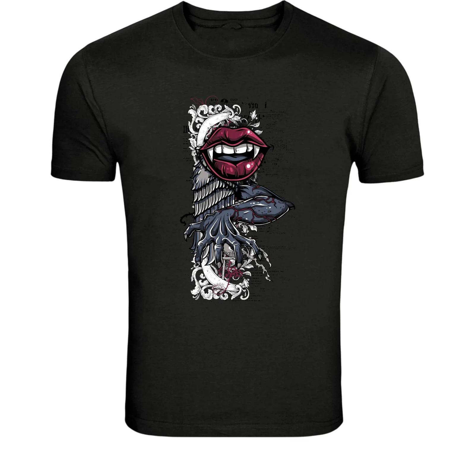 Gothic Lips Monster Hand T-Shirt - Dark Horror Graphic Tee S
