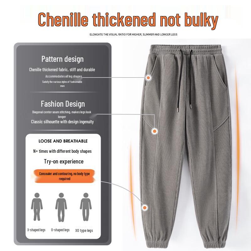 Jeanswest Life Men's Winter Fleece-Lined Chenille Cuffed Jogger Pants