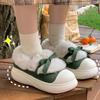 Fashion Cute Bowknot Fur Cotton Padded Shoes Women 2024 Faux Fur Warm Platform Snow Boots Woman Non Slip Thick Sole Winter Boots Female