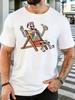 Unisex Black Tee Beach Skeleton Beer Cartoon Graphic Print Short Sleeve Loose Casual Top For Adult Male Daily Street Wear Outfit