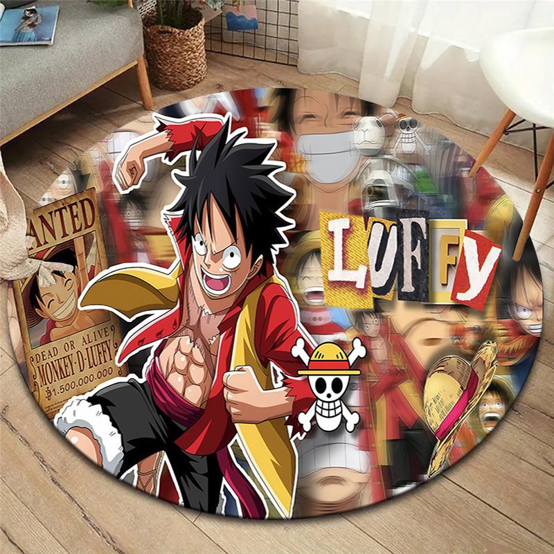 Anime One Piece Round Area Rug Carpet Rug For Living Room Bedroom Sofa Playroom Decor Nonslip Floor Mat
