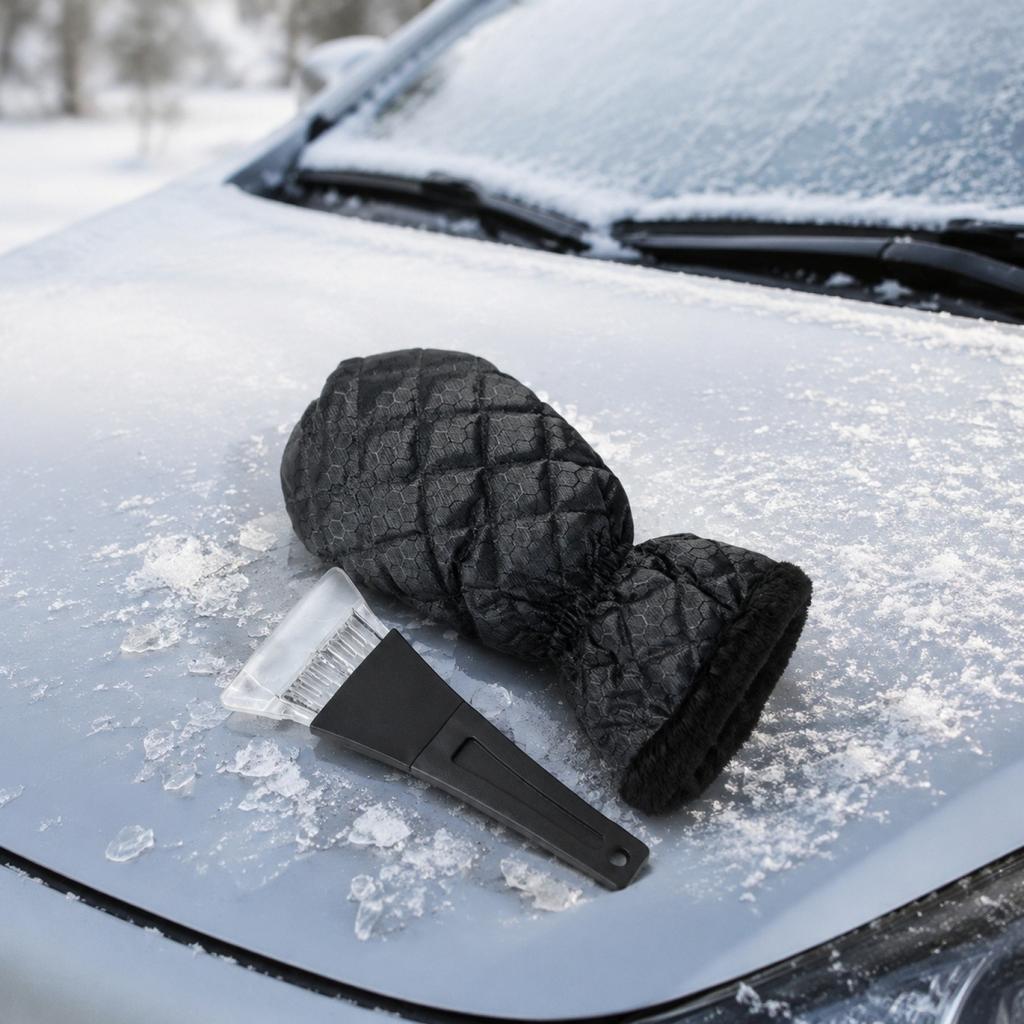 Snow Shovel Gloves with Plastic Scraper for Car Windshield Winter Snow Removal