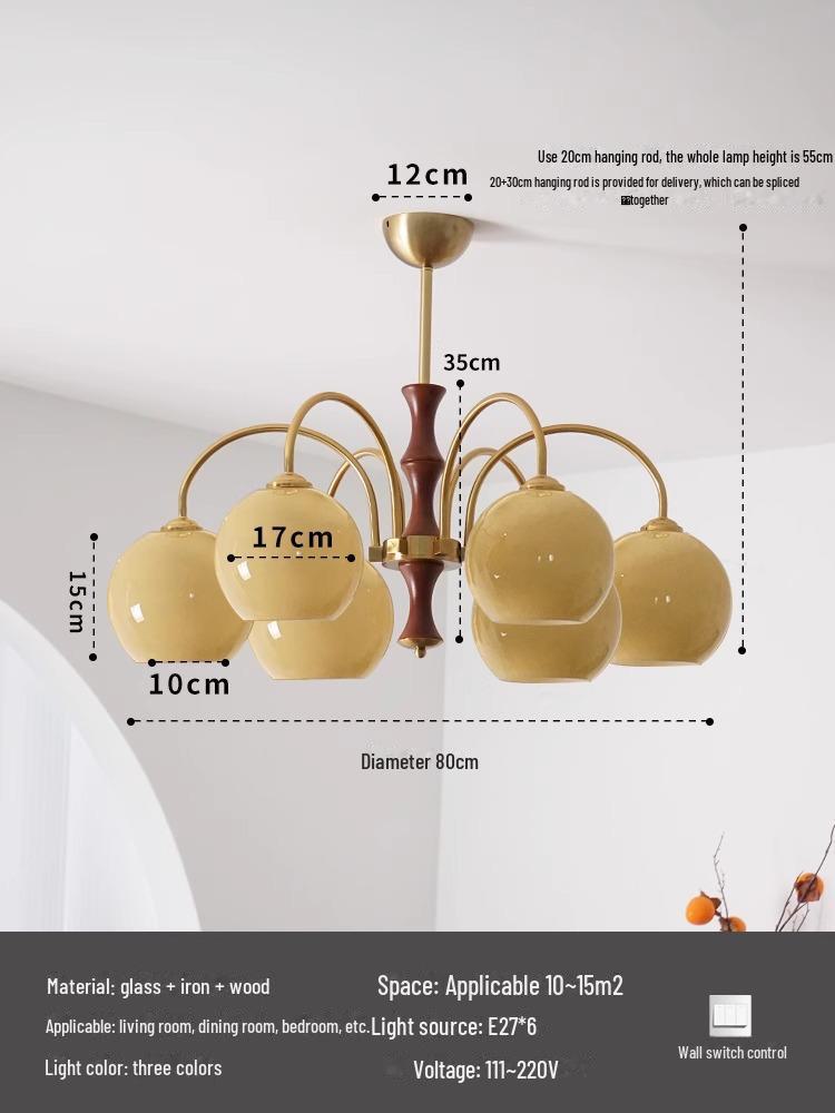 Vintage Medieval Solid Wood Chandelier: Bauhaus Style for Living Room, Retro Restaurant, or High-End Persimmon Bedroom