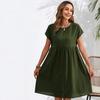 Summer Casual Sleeveless Dress for Women Solid Color Print O Neck Middle Waistline Spring Fashion