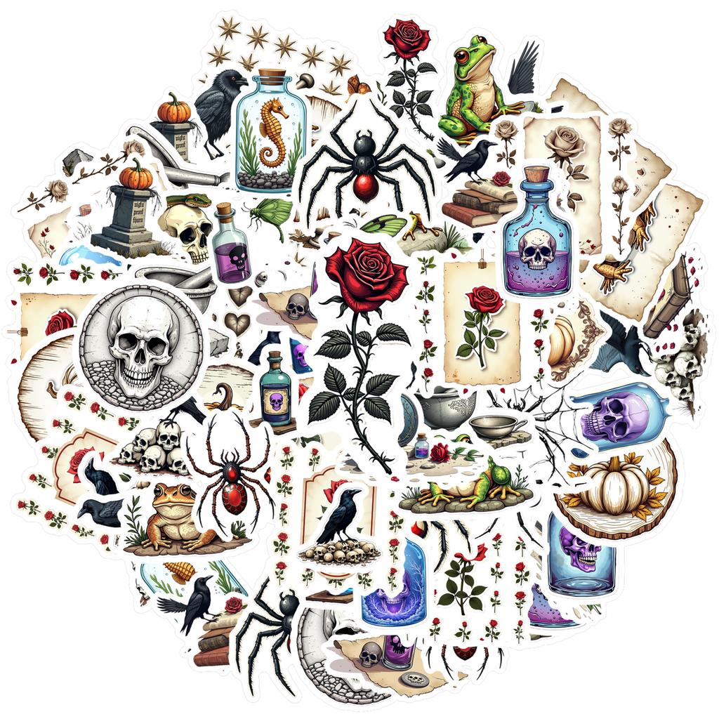 35-70pcs Gothic Stickers Waterproof Graffiti Motorcycle Luggage Phone Cases Cool Sticker Packs Diy Personalized Stickers