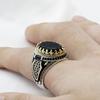 New wholesale personalized retro simple two-color men's ring black agate jewelry