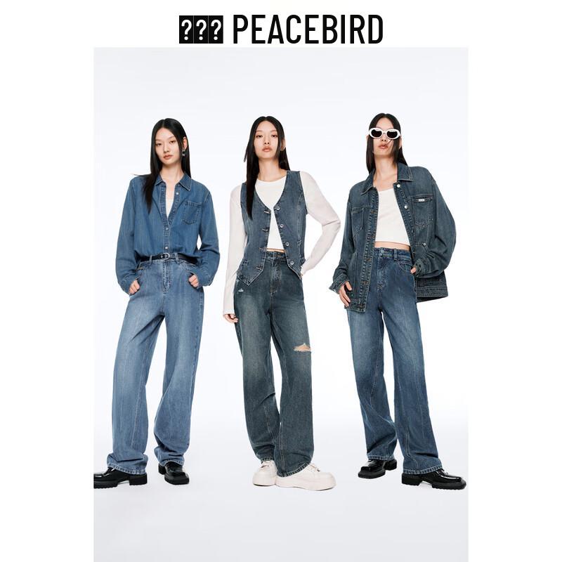 

PEACEBIRD Women s Retro High-Waist Wide-Leg Jeans L