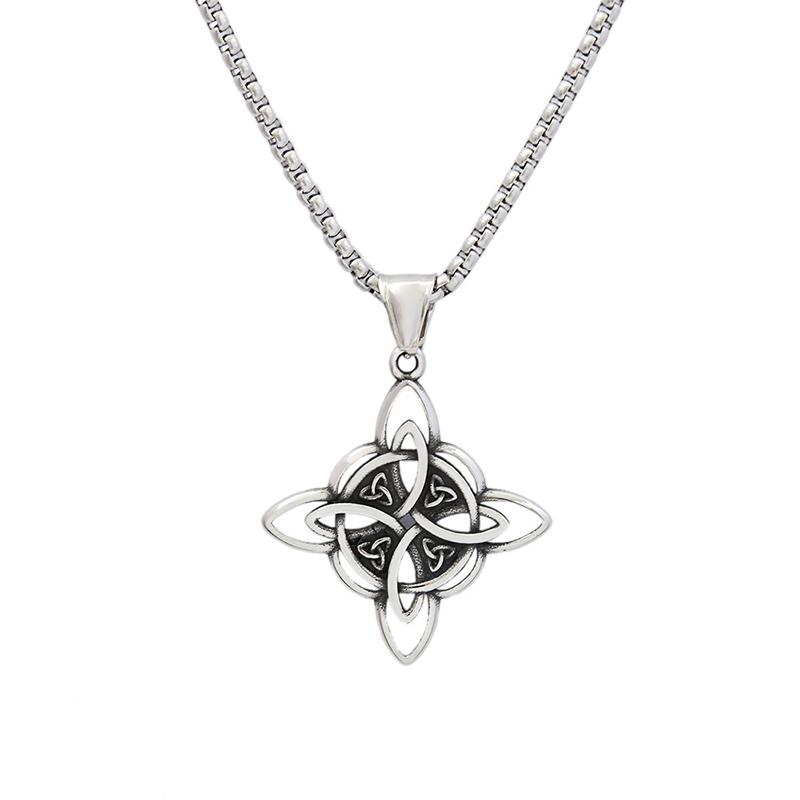 

Trendy Simple Viking Witch Knot Pendant Chain Stainless Steel Celtic Knot Necklaces for Men Women Amulet Jewelry Gift