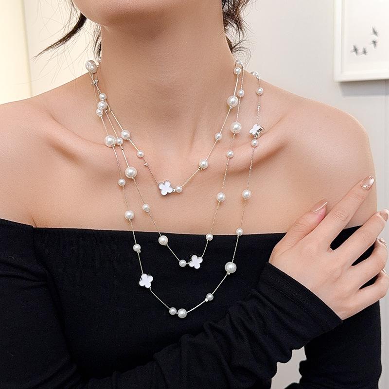 Fashion Multi-layer Sweater Chain Versatile High-grade Sense of Temperament Necklace Clothes Accessories Pendant Waist Chain