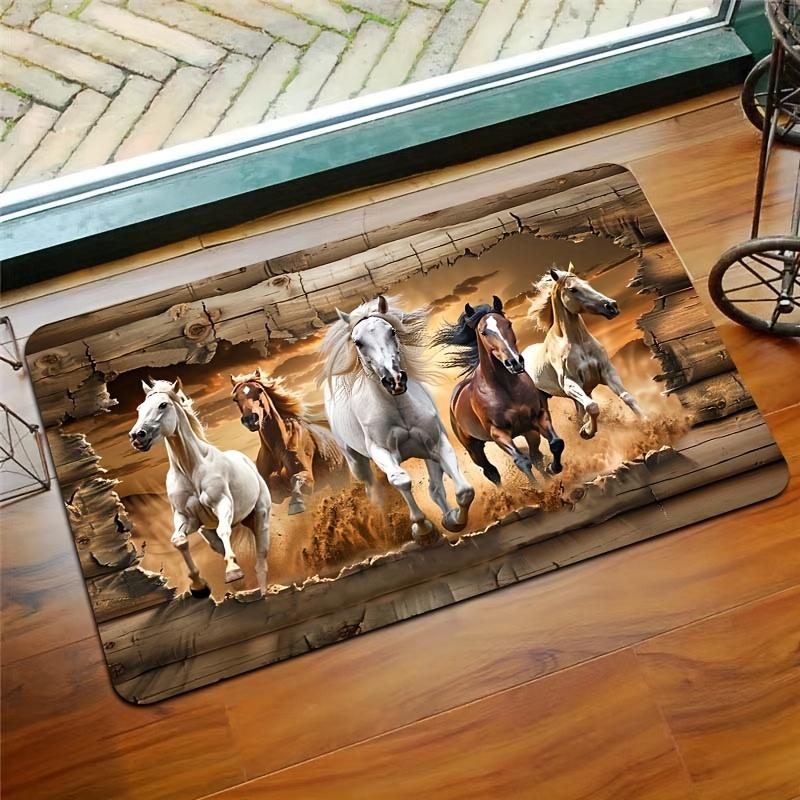 VIKAMA Galloping Horse Wall-Breaking Printed Rug Living Room & Bedroom Rug Indoor Doormat Machine Washable Home Decor