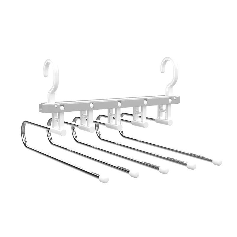 5 In 1 Magic Trouser Rack Hangers Telescopic Stainless Steel Folding Pant Rack Tie Hanger Shelves Bedroom Closet Organizer
