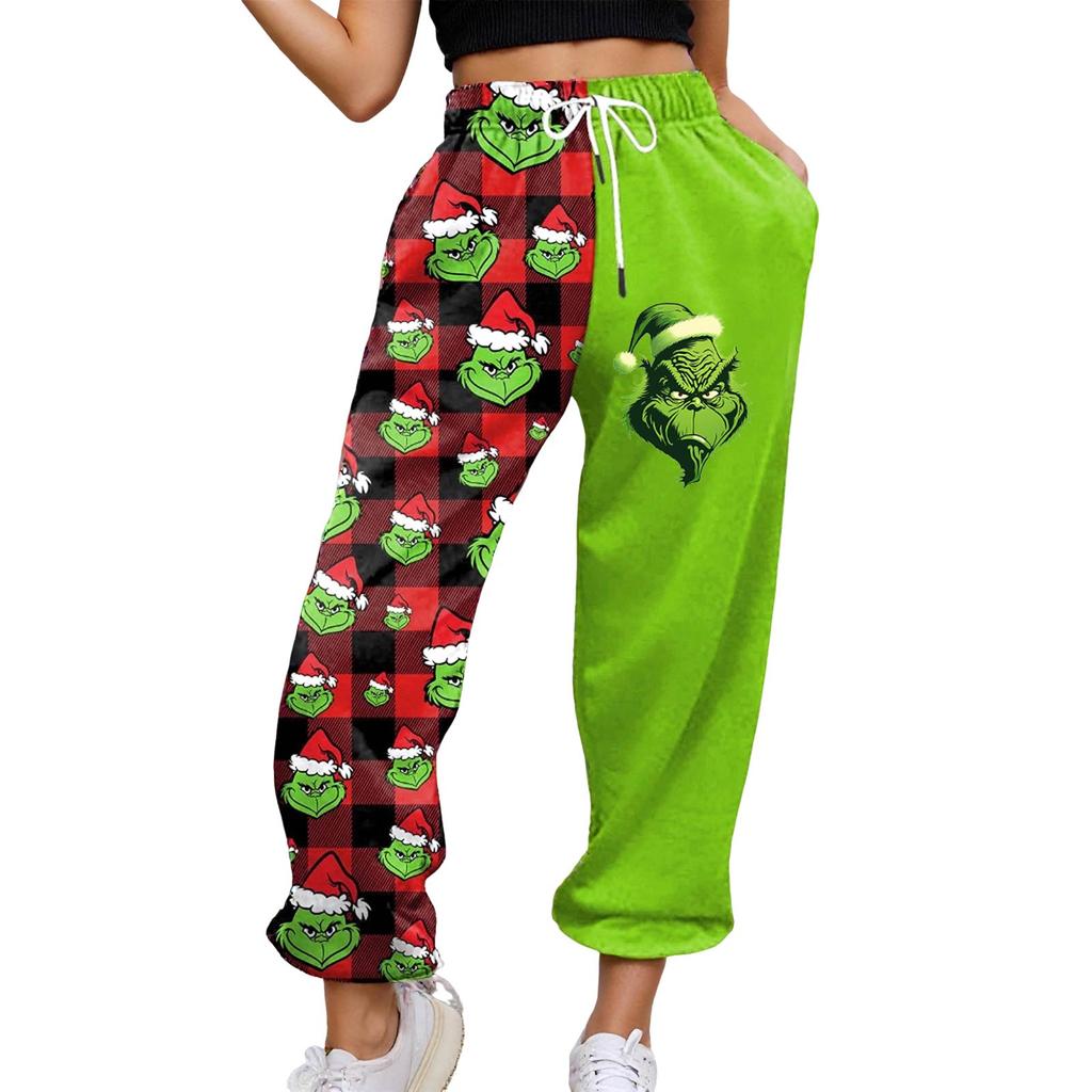 Women's Casual Fashion Christmas Printed Casual Sweatpants Elastic Waist Drawstring Pants