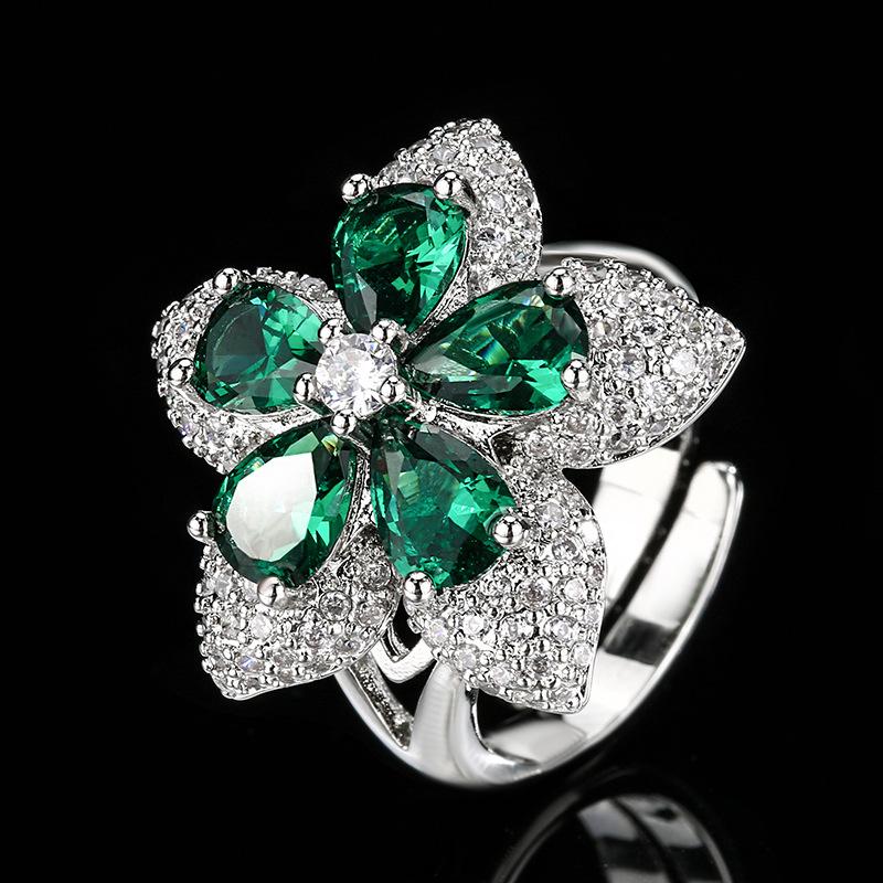 Аксессуары для украшений Кольца с открывающимся дизайном Счастливый Пятизвездочный Цветок Красный Цирконий Высококлассный Модный Стиль Женские