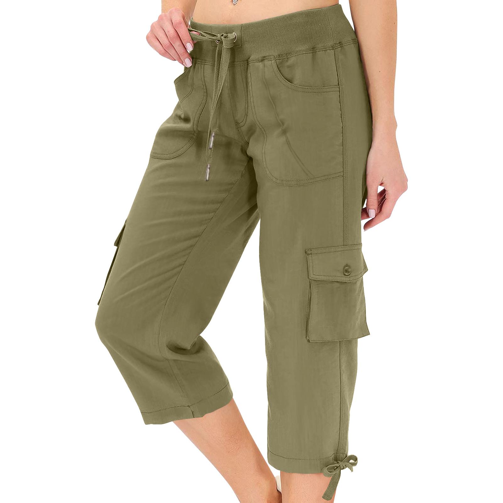 

Womens Capris With Pockets Loose Fit Casual Pants Dressy Lightweight Ladies Baggy Cargo Pants For Hiking M
