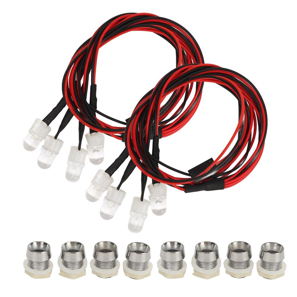 2 szt. 4 LED Światła Samochodowe RC Uniwersalne 8mm Białe i Żółte Reflektory Samochodowe RC Zestaw Świateł Tylnych dla Traxxas