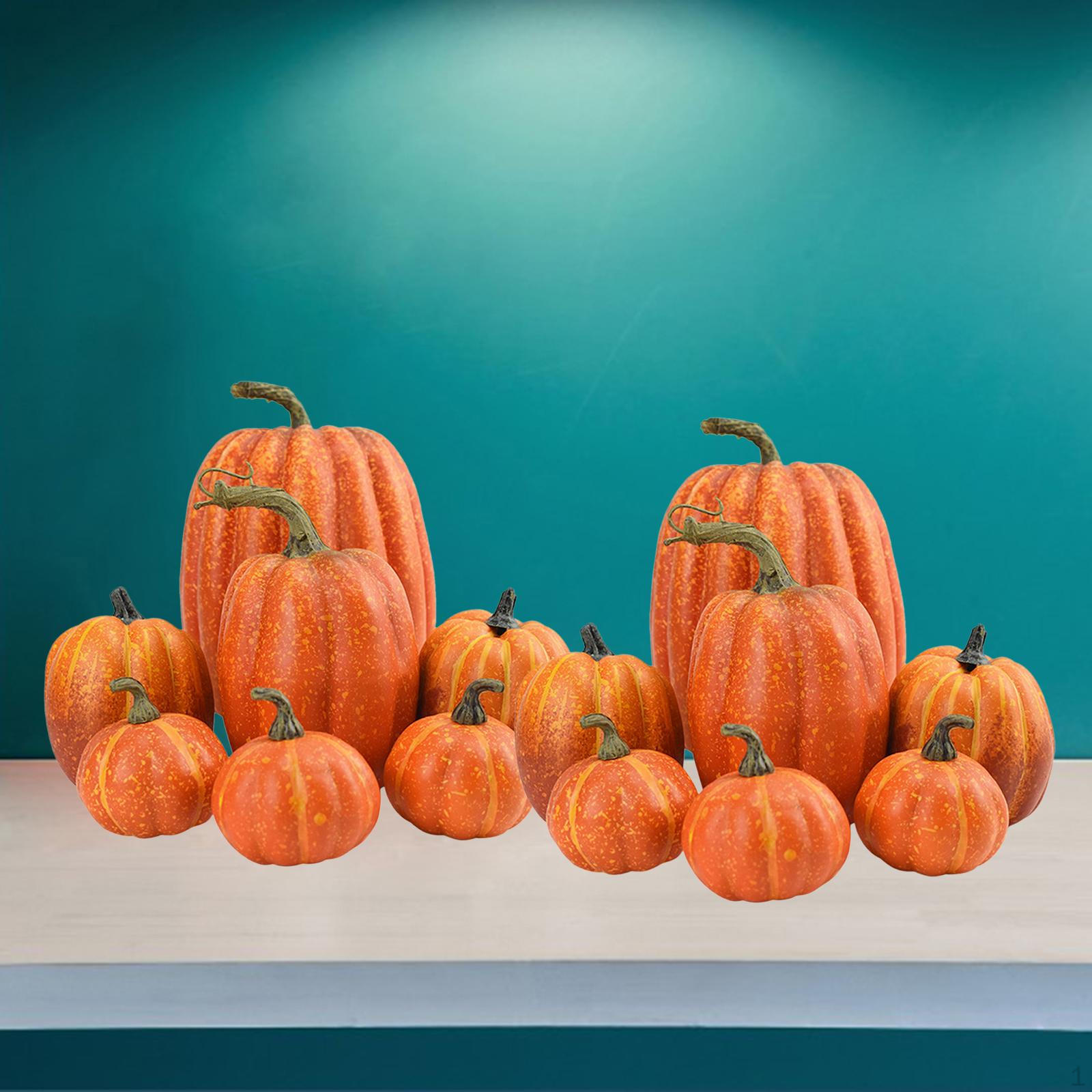 

14x Artificial Pumpkins Faux Harvest Fall Wedding Centerpiece Decor Orange