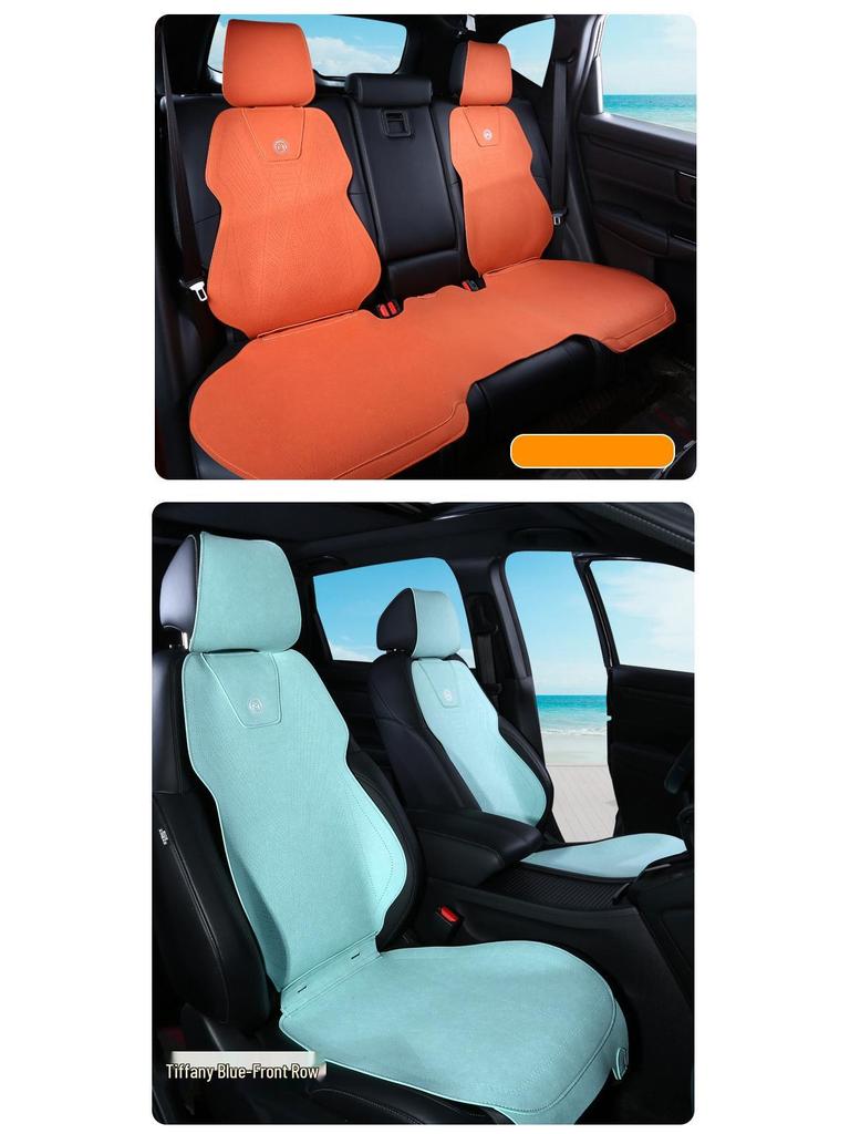 Suede Car Seat Cushion - All-Season, Breathable, Luxury Design with Small Waist Support