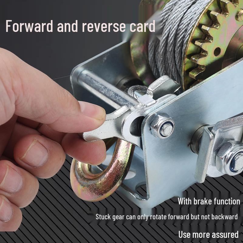 Self-Locking 800 Lbs Manual Hand Winch - Small Household Hoist & Rope Winder