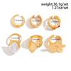 New Irregular Exaggerated Metal Flower Open Rings Women Elegant Baroque Imitation Pearl Ring Jewelry Accessories