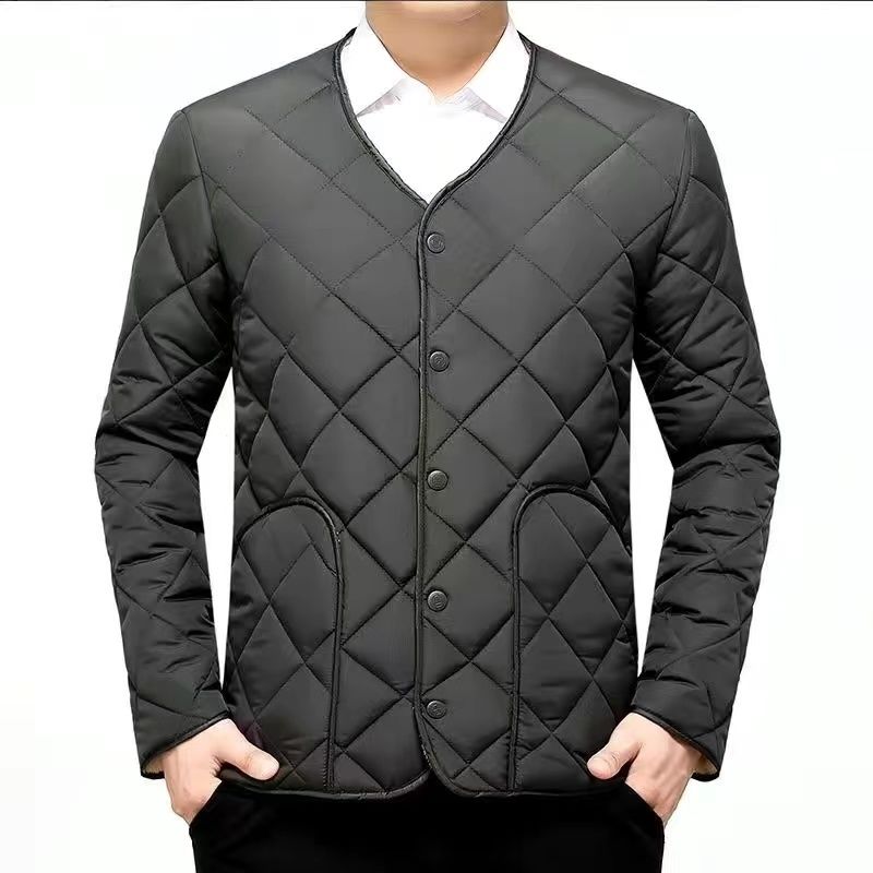 Men's Winter Thickened Down Cotton Clothes, Solid Color Casual Stand Collar Single Breasted Fleecing Cotton-padded Clothes