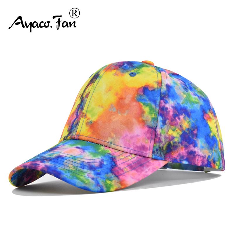 Baseballová čepice Nová Jarní Sluneční klobouk Tie-dyed Barevná Pánská Dámská Unisex-Dospívající Bavlněná Snapback Čepice Vintage Hip Hop Letní Klobouk