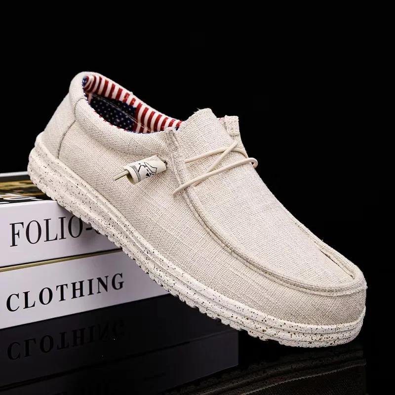 Fashion Men's Fashion Canvas Loafers Comfortable Lightweight Breathable Men's Casual Shoes Flat Slip-on Driving Shoes Man 2025