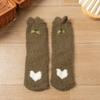 Ladies Winter Thickened Warm Coral Velvet Stereo Cat Claw Embroidered Home Sleeping Moon Socks