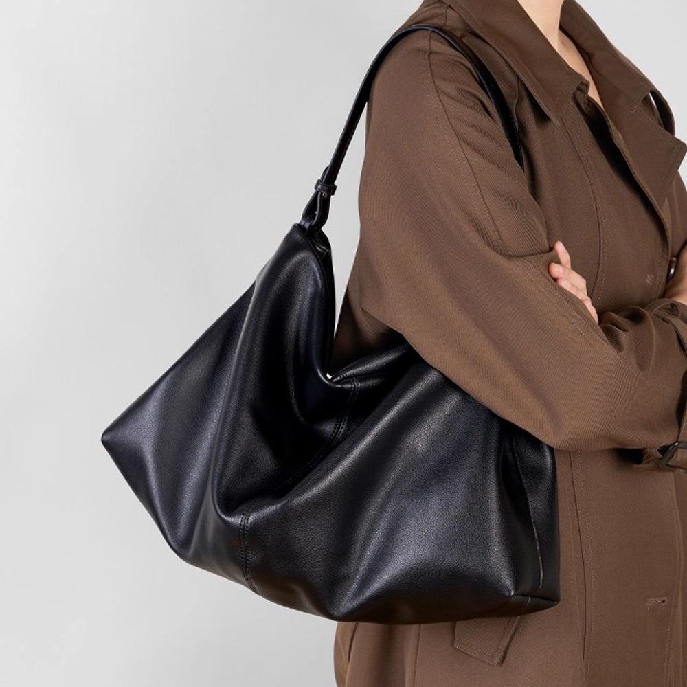 Large Capacity Tote Bag Women's Lazy and Relaxed Cowhide Commuting Leather Underarm Bag Autumn and Winter Soft Leather Shoulder Messenger Bag