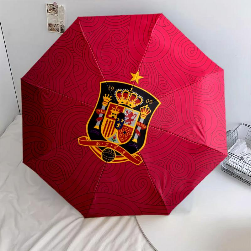 Spain National Football Teampattern, automatic folding umbrella, portable and foldable design, 8 ribs, a Christmas or birthday gift.