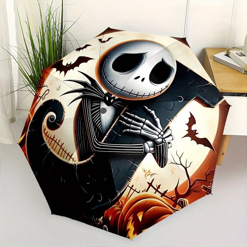 

1 Auto Open Jack Skellington, Halloween Themed Colorful 8-rib Portable Umbrella for Men and Women, A Compact Commuting Companion Suitable fo
