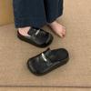 Small Man Thick-soled Heightened Bag Head Half Slippers Women's Spring 2025 New Korean Version Retro Black Muller Single Shoes