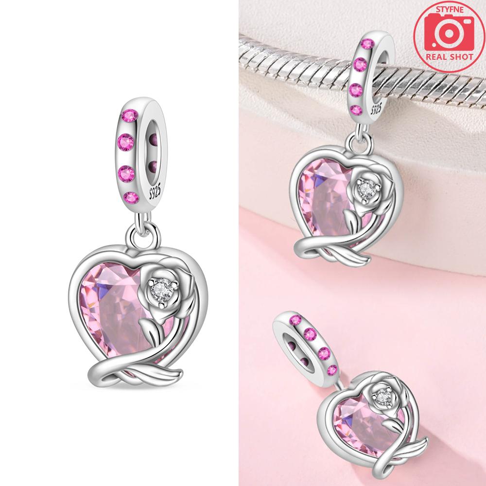 Springtime Copper Gem Butterfly Dragonfly Flowers Charms Pendant Fit Pandach Original Bracelets Diy Little Fresh Jewelry