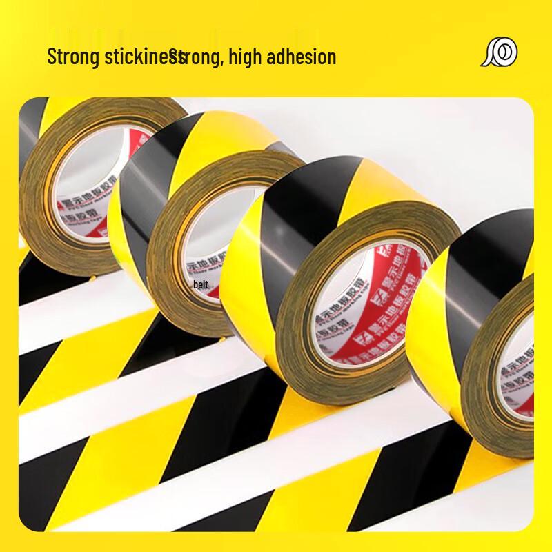 Mandle Black & Yellow PVC Zebra Safety Warning Tape (2 Rolls, 18m Each)