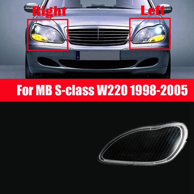 For  S-Class W220 1998-2005 Car Headlight Cover Clear Lens Headlamp Lampshade Shell