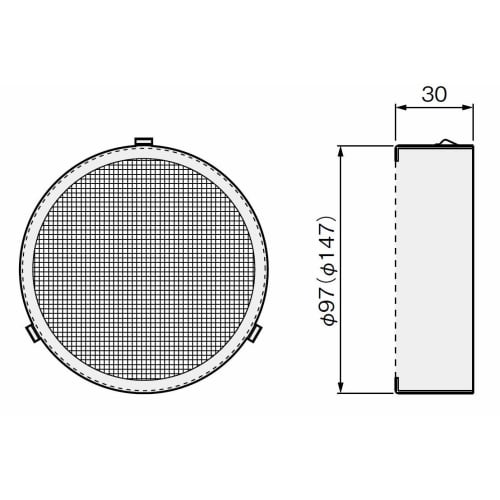 NASTA Insect Screen KS-88SE00N-SV for Pipes with an Inner Diameter of 100mm, Dimensions: Depth 3cm, Height 9.6999999999999993cm, Width 9.699999999999